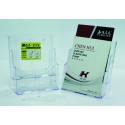 Display plastic pentru brosuri, de birou/perete, 2 x A4-portrait, KEJEA - transparent