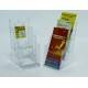 Display plastic pentru brosuri, de birou/perete, 3 x 1/3A4, KEJEA - transparent