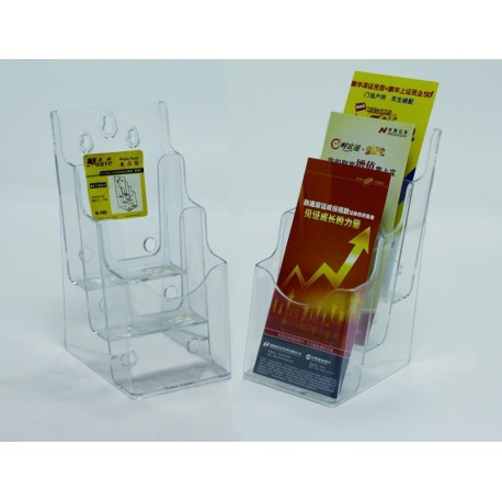 Display plastic pentru brosuri, de birou/perete, 3 x 1/3A4, KEJEA - transparent