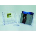 Display plastic pentru brosuri, de birou/perete, 2 x A4-landscape, KEJEA - transparent