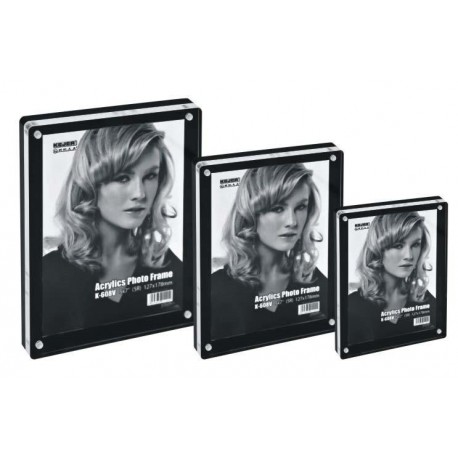 Display acrilic cu magneti, pentru fotografii, 127 x 89mm, KEJEA - transparent/negru
