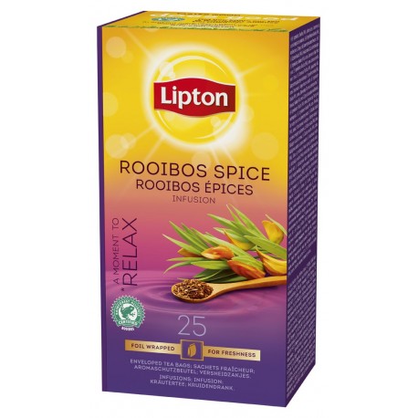 Ceai Lipton Frunze de Rooibos pentru infuzie cu ceai negru ?i arome, 25 plicuri x 1.6g