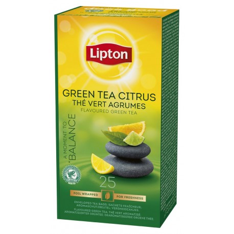 Ceai Lipton Verde cu aroma de citrice, 25 plicuri x 1.3g