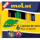 Creioane colorate cerate, 6 culori/set, MOLIN Color Plus
