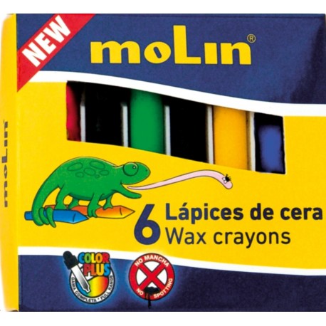 Creioane colorate cerate, 6 culori/set, MOLIN Color Plus