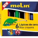 Creioane colorate cerate, 6 culori/set, MOLIN Color Plus
