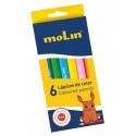Creioane colorate, 1/2, 6 culori/set, MOLIN Color Plus