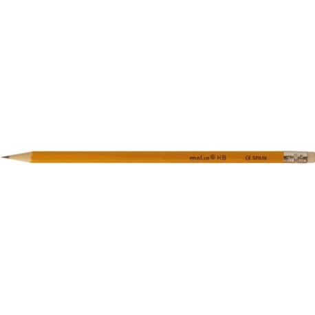 Creion HB, corp hexagonal, cu guma, MOLIN