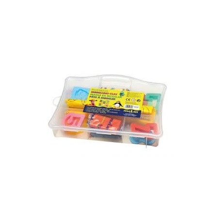 Kit 10 culori x 30gr plastelina + 2 forme modelaj + 3 spatule + roller, MOLIN