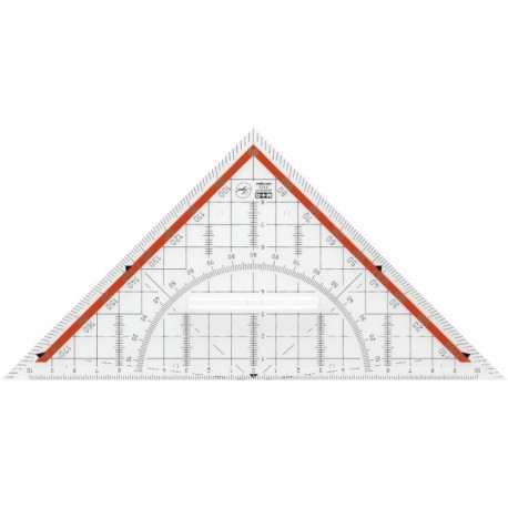 Echer 22 cm, cu raportor 180 grade, plastic transparent, M+R