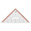 Echer 22 cm, cu raportor 180 grade, plastic transparent, M+R