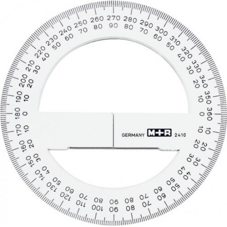 Raportor 360 grade, diametru 15 cm, plastic transparent, M+R