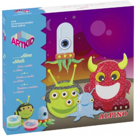 Cutie cu articole creative pentru copii, ALPINO ArtKid Aliens Attack