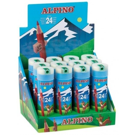 Creioane colorate, tub metal, 24 culori/set, ALPINO