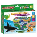 Kit 6 culori x 40gr plastilina magica + 4 seturi accesorii, ALPINO Sea World