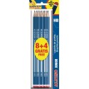 Set 8 creioane HB + 4 creioane gratuite, in blister, ALPINO Junior