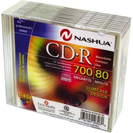 CD-R 700MB-80min Slimcase, 52x, Nashua