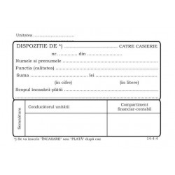 Dispozitie plata casierie, format A6, autocopiativ, 50 set/carnet