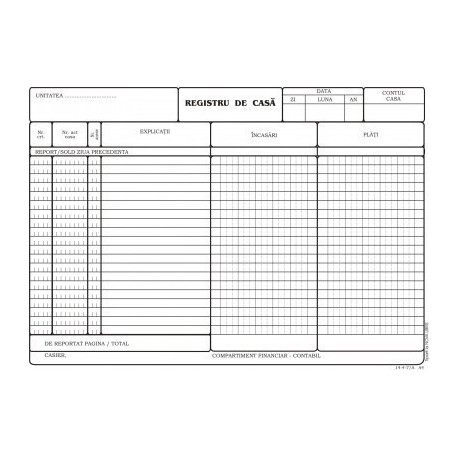 Registru casa autocopiativ, format A4, 50 set/ carnet