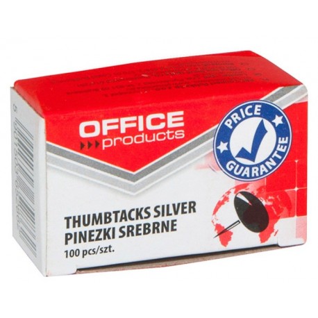 Pioneze clasice, 100 buc/cutie, Office Products - argintii