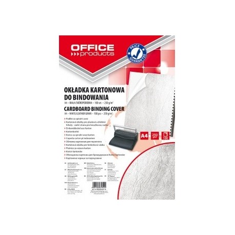 Coperta carton imitatie piele 250g/mp, A4, 100/top Office Products - alb