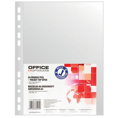 Folie protectie pentru documente A4, 30 microni, 100folii/set, Office Products - transparenta