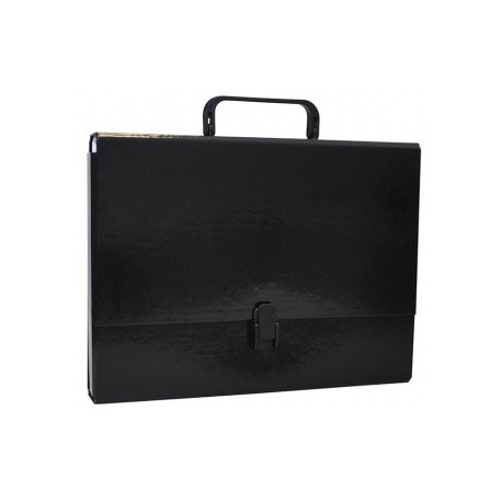 Servieta din carton laminat, A4/5cm, cu inchidere si maner, Office Products - negru