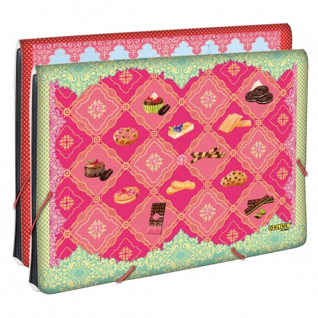 Mapa PP cu burduf A4 cu 12 compartimente, inchidere cu elastic, ONLINE Sweet Life