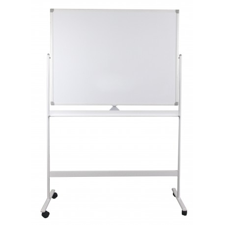 Tabla alba magnetica, dubla fata, rotativa, 120 x 150 cm, pe stand mobil, profil aluminiu, Optima