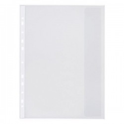 Folie protectie documente A4, cu clapa laterala, 120 microni, 10/set, Optima - transparent