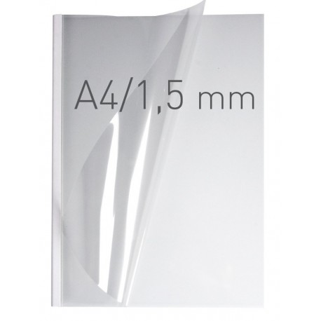 Coperti plastic PP cu sina metalica 1.5mm, OPUS Easy Open - transparent cristal/alb