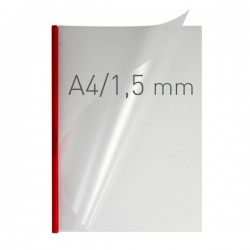 Coperti plastic PP cu sina metalica 1.5mm, OPUS Easy Open - transparent cristal/rosu