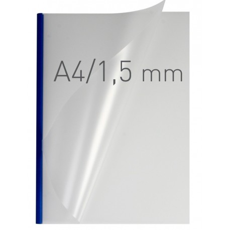 Coperti plastic PP cu sina metalica 1.5mm, OPUS Easy Open - transparent mat/albastru