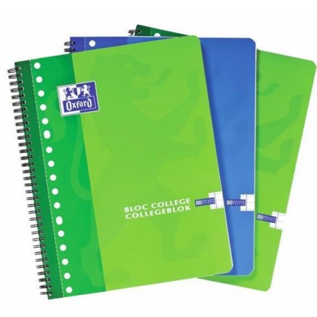 Caiet cu spirala A4, OXFORD School Collegebook, 90 file-90g/mp, 4 perf., coperta carton - dictando