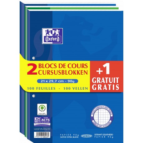 Caiet A4, 100 file - 90g/mp, 2+1 gratis, OXFORD - matematica