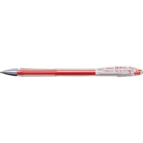 Pix cu gel PENAC FX-3, 0.7mm, con metalic, corp transparent - scriere rosie