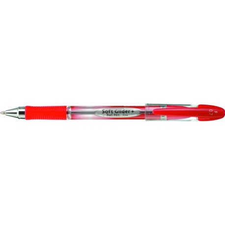 Pix PENAC Soft Glider+, rubber grip, 1.6mm, varf metalic - scriere rosie