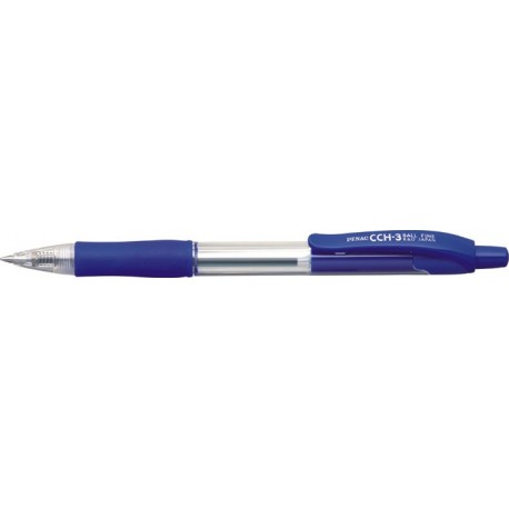 Pix cu gel PENAC CCH-3, rubber grip, corp transparent - scriere albastra
