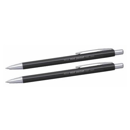 Pix PENAC Mini pocket, cu mecanism, 0.7mm, accesorii metalice, corp negru - scriere abastra