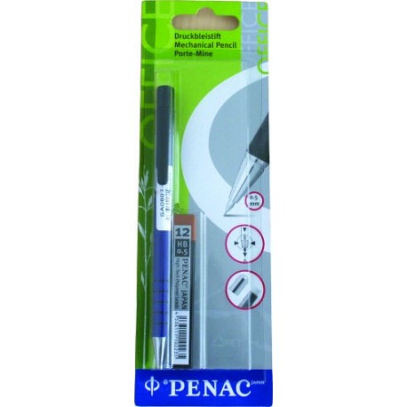 Creion mecanic rubber grip 0,5mm, con si varf metalic, PENAC RB-085M + rezerve mine 0.5