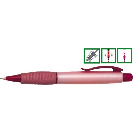 Creion mecanic rubber grip, 0,7mm, varf metalic, PENAC Beeans - corp rosu sidefat