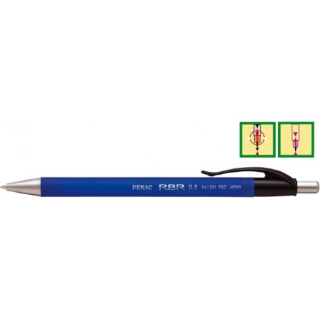 Creion mecanic rubber grip translucent, 0,5mm, con si varf metalic, PENAC RBR - corp albastru