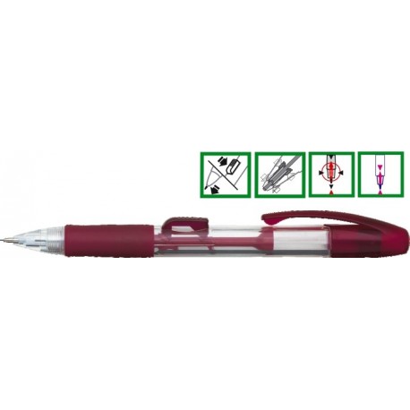 Creion mecanic rubber grip, 0,5mm, varf metalic, PENAC Side 101 - rosu