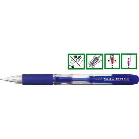Creion mecanic rubber grip, 0,5mm, varf metalic, PENAC Side 101 - albastru