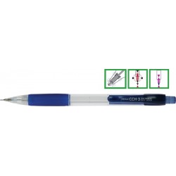 Creion mecanic PENAC CCH-3, rubber grip, 0.7mm, varf metalic, corp transparent - accesorii albastre