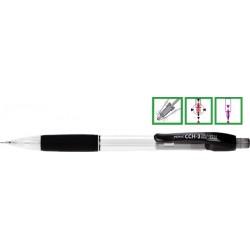Creion mecanic PENAC CCH-3, rubber grip, 0.7mm, varf metalic, corp transparent - accesorii negre