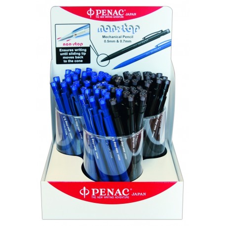Display 72 creioane mecanice plastic PENAC Non-stop - asortate (36 x 0,5mm, 36 x 0,7mm)