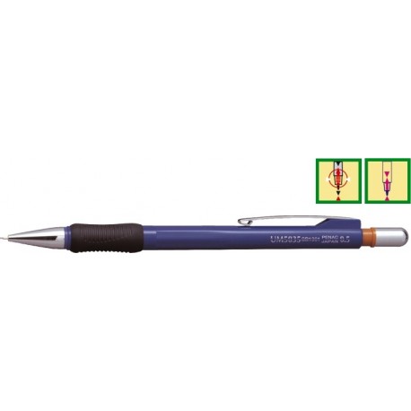 Creion mecanic profesional, 0,5mm, varf cilindric retractabil, PENAC UM 5035 - corp bleumarin