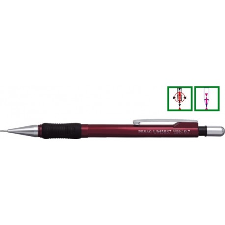 Creion mecanic profesional, 0,7mm, varf cilindric retractabil, PENAC UM 5037 - corp bordeaux