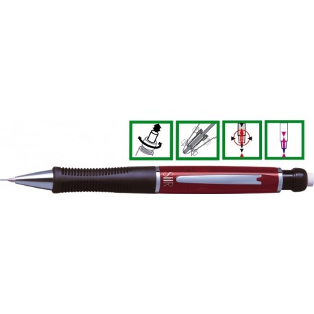 Creion mecanic de lux 0,5mm, accesorii metalice cromate, PENAC Sir Chrome - rubin